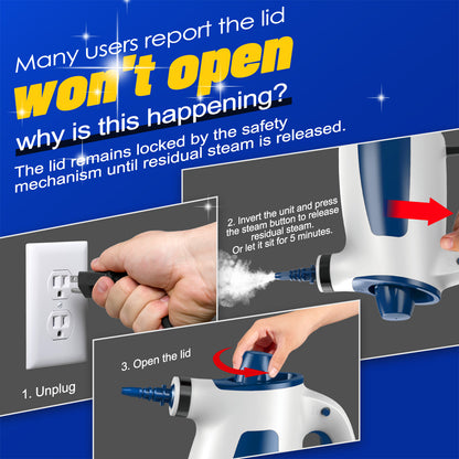 Hand Held Steam Cleaner, Portable Steam Cleaners, Steam Cleaner Handheld, Comes with 12-Piece Accessories for Multi-Surface Stain Removal, Perfect for Stain Removal, Car, Sofa, Floor, Bathroom, Window