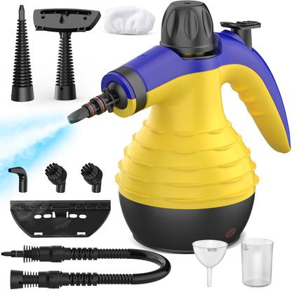 ASSCA Handdampfreiniger, tragbare Dampfreiniger, Dampfreiniger Handheld, kommt mit 9-teiligem Zubehör für die Fleckenentfernung auf mehreren Oberflächen, perfekt für die Fleckenentfernung, Auto, Sofa, Badezimmer, Fenster 