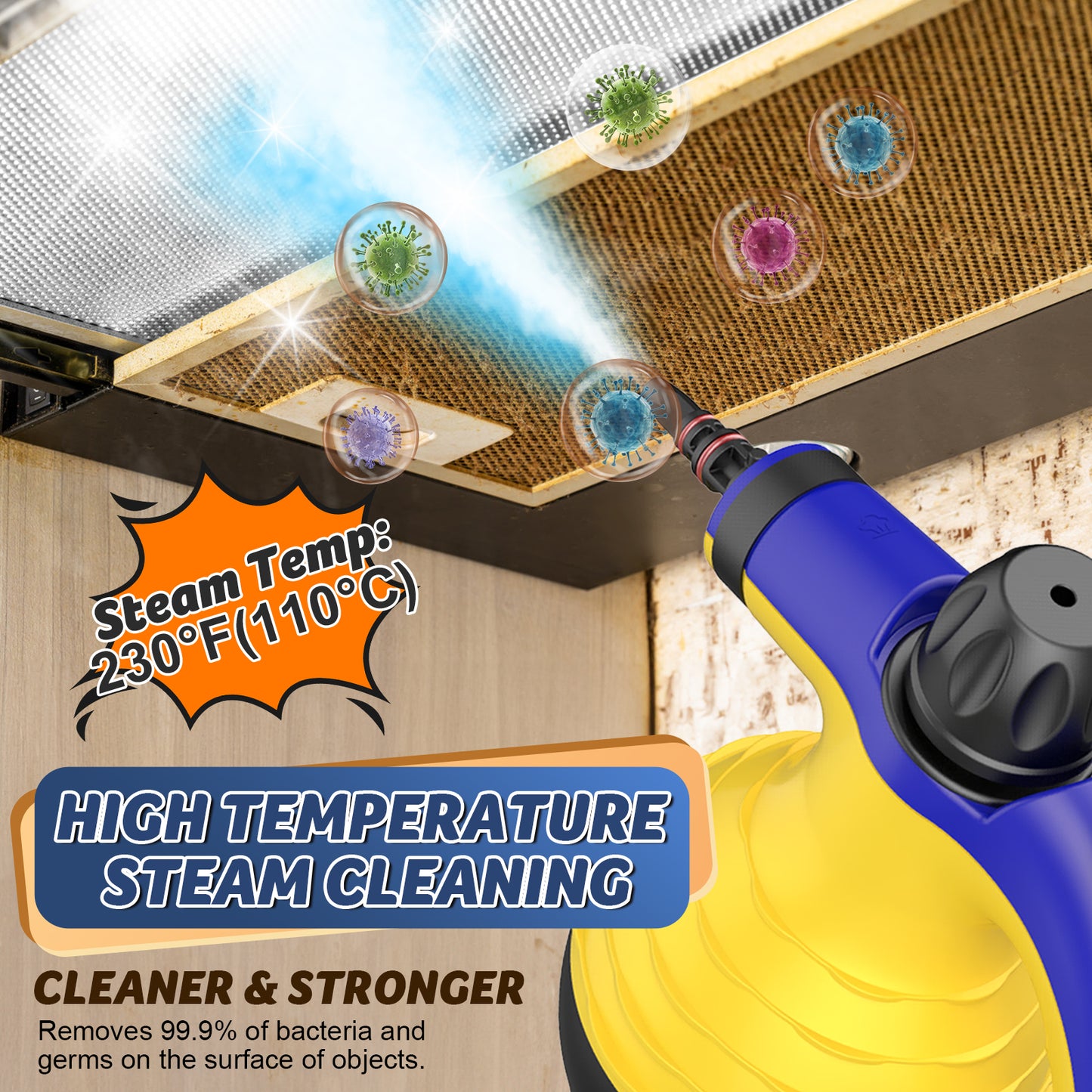 ASSCA Handdampfreiniger, tragbare Dampfreiniger, Dampfreiniger Handheld, kommt mit 9-teiligem Zubehör für die Fleckenentfernung auf mehreren Oberflächen, perfekt für die Fleckenentfernung, Auto, Sofa, Badezimmer, Fenster 