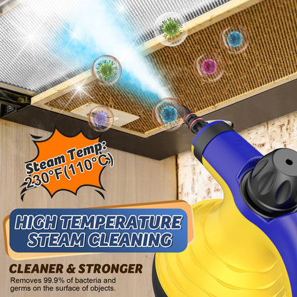 ASSCA Handdampfreiniger, tragbare Dampfreiniger, Dampfreiniger Handheld, kommt mit 9-teiligem Zubehör für die Fleckenentfernung auf mehreren Oberflächen, perfekt für die Fleckenentfernung, Auto, Sofa, Badezimmer, Fenster 