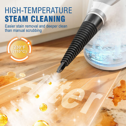 ASSCA Handheld Steam Cleaner, 1050W Portable Steam Cleaner Handheld with 350ml Tank & 12-Piece Accessories, 100% Chemical-Free Multi-Surface Cleaning for Floor, Sofa, Carpet, Tile, Windows, Upholstery