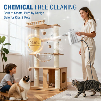 ASSCA Handheld Steam Cleaner, 1050W Portable Steam Cleaner Handheld with 350ml Tank & 12-Piece Accessories, 100% Chemical-Free Multi-Surface Cleaning for Floor, Sofa, Carpet, Tile, Windows, Upholstery