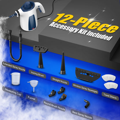 Hand Held Steam Cleaner, Portable Steam Cleaners, Steam Cleaner Handheld, Comes with 12-Piece Accessories for Multi-Surface Stain Removal, Perfect for Stain Removal, Car, Sofa, Floor, Bathroom, Window